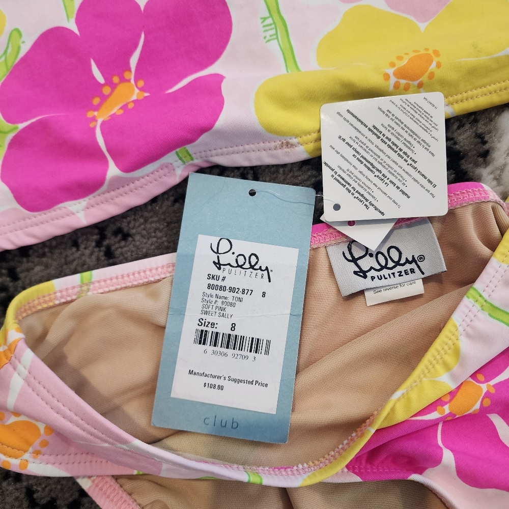 Lilly Pulitzer Women's Floral Halter Neck Two Piece Swimsuit Bathing Suit Size 8 - Picture 5 of 13